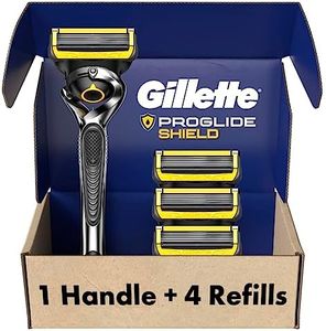 Gillette ProGlide Shield Razor for Men, 1 Gillette Razor, 4 Razor Blade Refills, Shields Against Skin Irritation