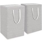 2-Pack Laundry Hamper 75L Collapsible Large Laundry Baskets with Easy Carry Handles Freestanding Waterproof Clothes Hamper Storage Basket for Toys Clothes Organizer - 24.4" (H) (Fine Stripe)