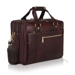 DORPER MONEYHILL Genuine Leather Office Bag Durable Professional Briefcase Best Laptop Messenger Bag for Men MacBook Formal Office Bag Unisex with Trolley Strap LB7-M (ELITE BROWN, Leather)