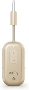 Twelve South AirFly Pro | Bluetooth Wireless Transmitter/Receiver Adapter for 2 Headphones, Audio Sharing, Compatible with 3.5mm aux Jack for Airplanes, TV, Gym, Stereo, and Travel, Gold