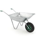 65L Wheelbarrow Home Garden, Heavy Duty Cart Galvanised Wheel Barrow with Pneumatic Tyre 100KG Load-Bear, Strong Large Transport Trolley Handcart, Suitable for Garden Work