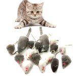 QUOZUO Cat Mouse Toys Rattle Furry Cat Mice Pet Toys with Rattles for Pet Cat Kitten 16pcs, Black and white