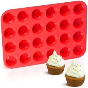 Silicone Muffin Pan Mini 24 Cups Cupcake Pan, Nonstick BPA Free Silicone Baking Pan 1 Pack