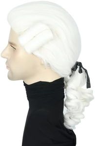 Topcosplay Men or Women Colonial Historical Judge Costumes Wig White Halloween Party Wigs