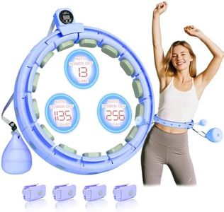 MOSHEEHDOR 2025 New Silent Smart Weighted Fitness Hoop, Weighted Hula Circle Hoops for Adults Weight Loss,18 Detachable Links Waist 30"- 50", Exercise Hula for Women & Men (Blue)