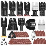 LEILUO 116 Pcs Multitool Blade Kits Cutting and Sandpaper Oscillating Tool Accessories Universal Oscillating Saw Blades with Storage Bag Compatible with DeWalt Makita Dremel and More