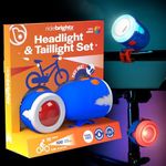 Brightz RideBrightz LED Bike Headlight & Taillight Set for Kids - Be Cool & Be Safe! - 75 Lumen, 100' Beam Distance - Rechargeable - Perfect for Boys & Girls of All Ages - Works with Bikes & Scooters