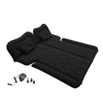 A ABSOPRO Inflatable Car Air Mattress Back Seat Bed SUV Air Mattress Thickened and Double-Sided Flocking Travel Camping Bed with 2 Pillows and Electric Pump 76" L 58" W Black