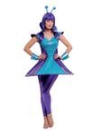 Smiffys Alien Lady Costume, Multi-Coloured with Dress, Leggings, Wristcuffs & Headband, Halloween Space Fancy Dress, Alien Dress Up Costumes