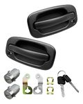 Exterior Door Handle with Lock Cylinder Front Left and Right Pair Fits for Chevrolet Silverado Avalanche Suburban Tahoe GMC Sierra Classic Yukon Denali Cadillac Escalade Replaces 15034985 15034986
