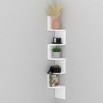 PUPPYCUTE 5-Tier Corner Shelves, Floating Corner Shelf, Wall Organizer Storage, Tiered Wall Mount Shelves for Bedroom, Bathroom, Kitchen, Offices, Living Rooms (White Finish)