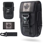 WYNEX Tactical Molle Phone Pouch with Compass Buckle, Tactical Phone Holster Molle Cell Phone Pouch Universal Belt Waist Bag for IP 13/12/11 Max /S21 with Canada Patch & Paracord Keyring Clip