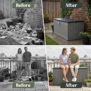 Olsen & Smith XXL Garden Storage Box & Seat – 830L Lockable Waterproof Chest