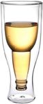 PrimeWorld Double Wall Beer Mugs 300ml - Set of 2 pcs | Freezable Upside Down Borosilicate Glasses | Insulated No-Sweat Cups for Iced Beer, Cocktails, Camping & Home Bar