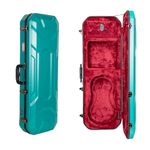 Crossrock Oblong Case fits 4/4 Full-Size Violin, Includes Interior Compartment, 2 Bow Holders, Security Lock, and Detachable Straps-Mint Blue (CRA860VFMB-R)