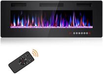 Joy Pebble 50 Inch Electric Fireplace Inserts, in-Wall Recessed and Wall Mounted 750/1500W Fireplace Heater, Touch Screen, Remote Control with Timer, Adjustable Flame Color and Speed