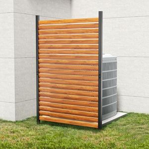 GREENER Privacy Screens 38" W x 60" H No Dig Privacy Fence Screen Wood Privacy Fence Panels with Metal Stakes, A/C Units Fence Panels Pool Equipment Enclosure Outdoor Trash Can (Shutter)
