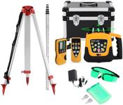 Iglobalbuy Automatic Self Leveling Green Rotary Laser Level 500m Range Kit with Surveying Tripod and Aluminum Grade Rod 16.4 Feet, Leveling Rotating Transit Laser Level Green Beam for Construction