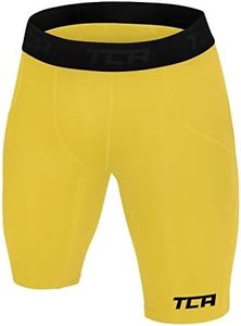 TCA Men's SuperThermal Compression Base Layer Thermal Under Shorts - Sonic Yellow, XX-Large