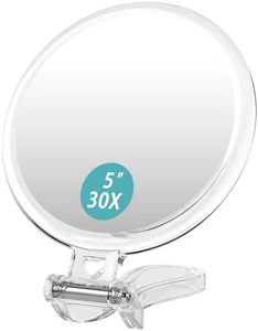 Auxmir 1X/30X Magnifying Mirror for Travel with Handle, Double Sided Hand Mirror with 1X/30X Magnification and Tweezers, Foldable Portable Handheld Magnifying Mirror for Makeup, Shaving, Travel