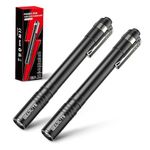 LETMY LED Pen Light 2 Pack, Lightweight, Small Bright Pen Flashlight with Clip, Waterproof Portable Pocket Flashlight for Home, Walking Emergency, Inspection