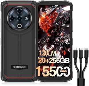 DOOGEE Fire 6 Power Rugged Smartphone, 120LM Dual Light Flashlight, 15500mAh/33W, Rugged Phone Android 14, 20GB+256GB/2TB, 50MP, 3 Cards Slots, 4G Unlocked Mobile Phones, Waterproof Phone, 18W OTG/NFC