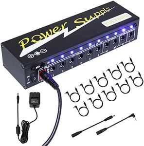 Yueyinpu Power Supply for Guitar Effect Pedals 10 Isolated DC Output 9V/12V/18V for Effect Pedal with Separate Short-Circuit Protection