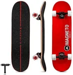 Magneto SUV Skateboards | Fully Assembled Complete 31" x 8.5" Standard Size | 7 Layer Canadian Maple Deck | Designed for All Types of Riding Kids Adults Teens Boys Girls | Free Skate Tool - Red