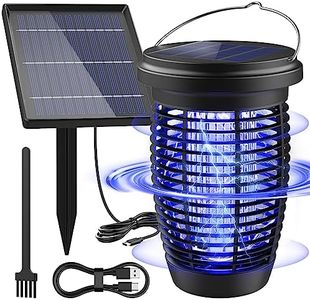 PALONE Solar Bug Zapper Outdoor with Led Light，4500V USB-C Rechargeable 5.5W Solar Panel IPX4 Waterproof Bug Zapper for Garden Camping Outdoor