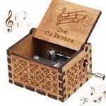 Over The Rainbow Music Boxes,Vintage Wood Hand Crank Carved Musical Box for Birthday/Christmas/Valentine's Day (Burlywood)