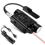 1000 Lumens Light with Red/IR Laser Combo, Tactical Flashlight Laser for Rifle Compatible with All Standard Picatinny Rails with 9-inch Remote Pressure Switch, 3000mAh Rechargeable, Laser Class IIIA