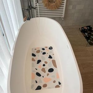 elli & ella Bath Mat for Kids - Non-Slip Suction Cups, Natural Rubber - Comfortable for Bath Time (Terrazzo Ivory)