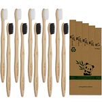 Bamboo Toothbrush, Eco Friendly BPA Free Soft Bristles Toothbrushes, Biodegradable Natural Wooden Toothbrush, Vegan Organic Bamboo Charcoal Tooth Brush for Sensitive Gums Set of 10 (5 Black & 5 white)