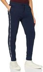 Tommy Hilfiger - Men's Joggers - Repeat Logo Tape Joggers For Men - Drawstring Waistband Elastic - Pockets - Organic Cotton - Navy Blazer - Size L