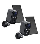 2Packs Black-Security Camera Wireless Outdoor Solar, FOAOOD Camera Surveillance Exterieur for Home Security, Color Night Vision, PIR Human Detection, 2-Way Talk, IP66, SD Card/Cloud Storage