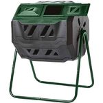 Exaco Trading Company Exaco Mr.Spin Compost Tumbler - 160 Liters / 43 Gallon, Dual Chamber Composter On Two-Leg Stand