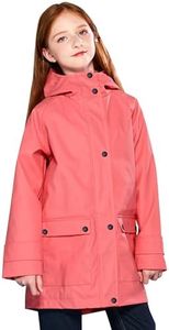 SOLOCOTE Kids Rain Jacket Hooded Lined Rubber RainCoats for Girls Boys Waterproof Windproof, 180806 Coral Red 5-6Y
