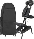 Master Massage Apollo Extra Large Size Portable Massage Chair-Lightweight Aluminum Tattoo Foldable-Sitting Posture Folding Massage Chair-with Larger Cushions and Wheels Bag-in Black