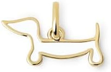 SINGULARU - Charm Perro Teckel Enamel White - Colgante en Latón con Acabado Baño de Oro de 18Kt y Esmaltado - Charm Reversible - Joyas para Mujer