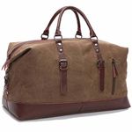 Fur Jaden 40L Canvas Weekender Travel Duffle Cabin Bag with Detachable Shoulder Strap (Brown)