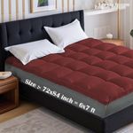 Jaipur Linen Soft 1000 GSM Mattress Padding/Topper for Comfortable Sleep (Maroon, 6Ft x 7 Ft - California King 72X84Inch, Polycotton)