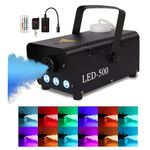 Smoke Machine Mini 500 W with RGB Mixed Colour LED Lights, Fog Machine with Automatico Fog & Radio Remote Controls for Halloween Party Wedding Stage Effect