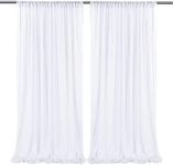 10ft x 10ft White Chiffon Backdrop Curtains, Wrinkle-Free Sheer Chiffon Fabric Curtain Drapes for Wedding Ceremony Arch Party Stage Decoration