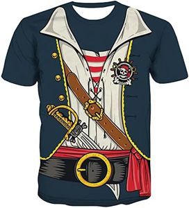 KYKU Pirate T Shirts for Men Funny Print Adult Tshirts Novelty Pirates Clothing