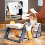 BAYBEE 6 in 1 Kids Study Table and Chair Set for 2-5 Years, Foldable, Anti Slip, Dual-Sided Tabletop, Easy to Store – Durable Kids Study Table with Chair for Learning, Play & Creativity