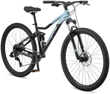 Mongoose Impasse 2.0 Mountain Bike for Adult Men & Women, 8-Speed, Full Suspension, 29-Inch Wheels, 17-Inch Frame, Front & Rear Mechanical Disc Brake, Black/Blue