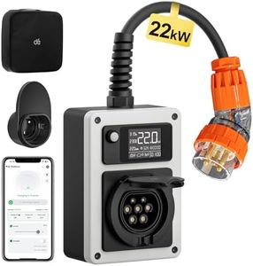 dé EV Charger Wallbox 22kW [32A, 5pins, 3 Phase] EV Charging Station with CEE Plug and Type 2 Socket, 22kW Mobile Charging Station with Power Meter, RFID Card for Model Y/3, BYD/MG and Other PHEV/BEV