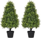 Azoco 2.5ft Topiary Trees Artificial Outdoor 30in, Artificial Trees for Outdoors, Faux Plants UV Resistant Artificial Outdoor Plants Decor, Set of 2