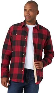 Wrangler Authentics Men's Long Sleeve Shirt Jacket, Red Buffalo, Large