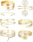 FIOROYAL 7 Pcs Arm Cuff Gold Upper Bracelet Open Arm Band for Women Girls Gold Cuff Bracelet Minimalist Adjustable Bangle Armband Set